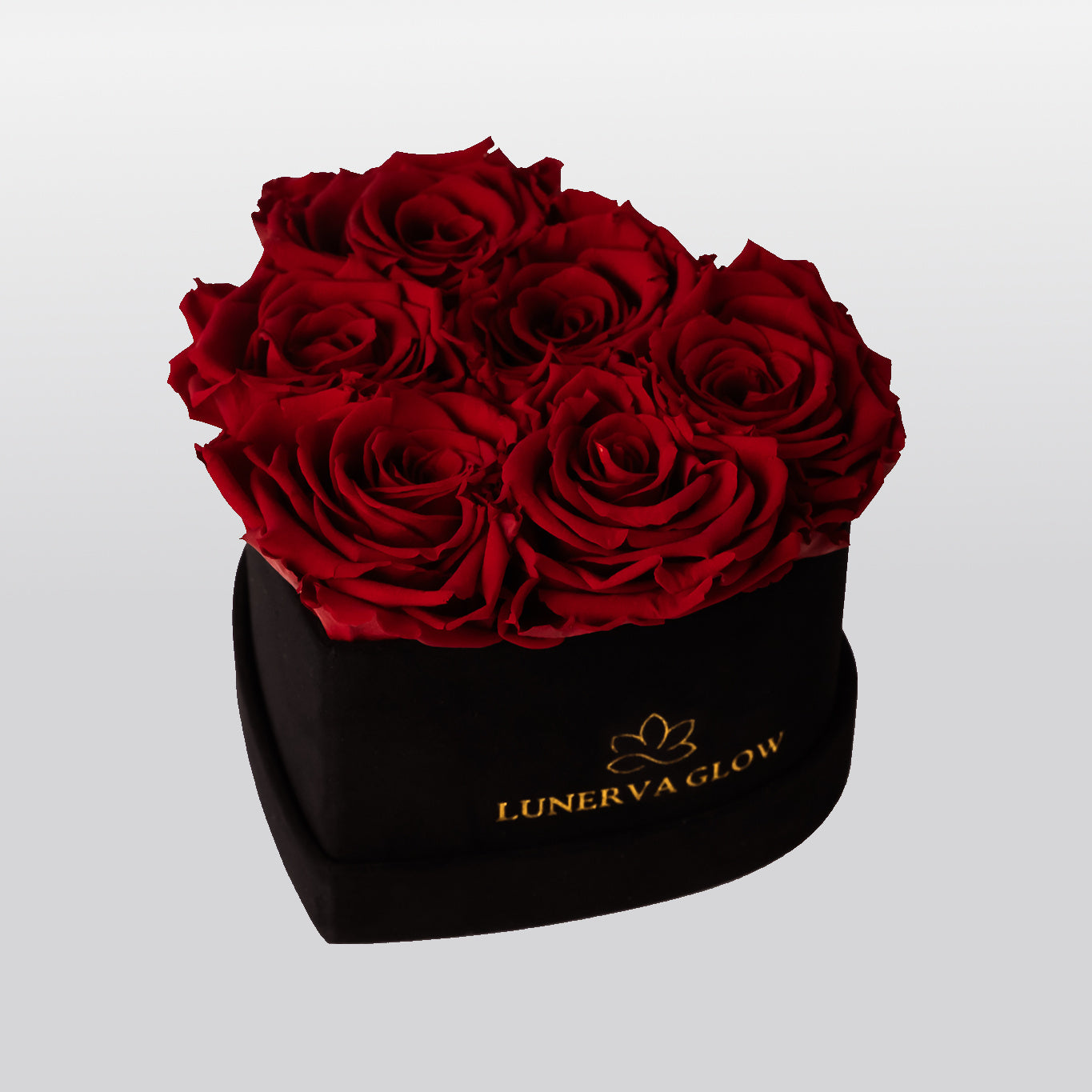 Rote haltbare Rosen in Herzbox | LUNERVA GLOW