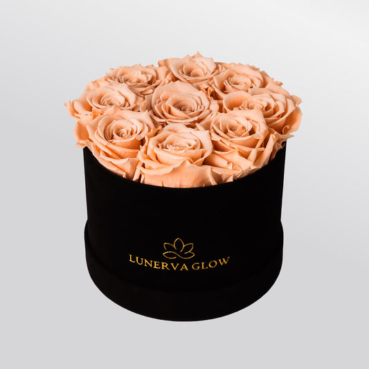 Infinity Blumenbox rund aus Samt | LUNERVA GLOW 