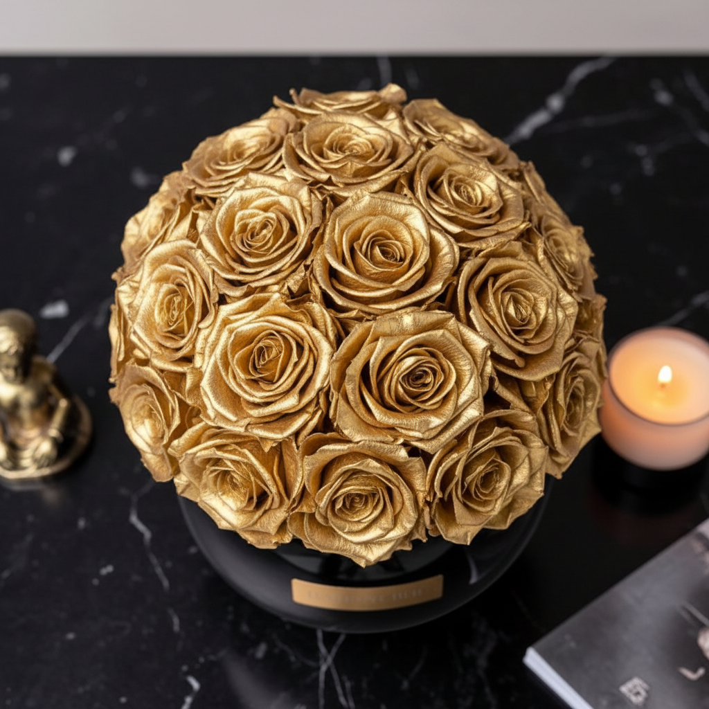 Black Glass Vase |Gold