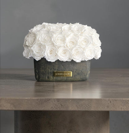 Black-Gold Oval Vase| White