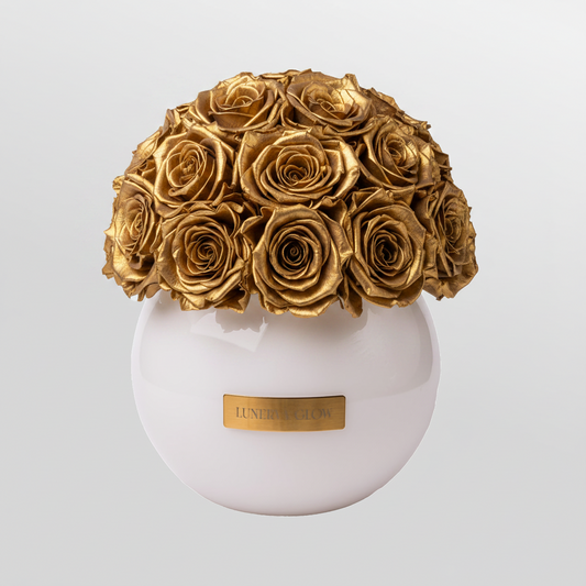 White Glass Vase |Gold