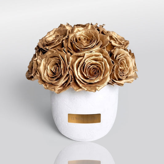 White Solid Vase | Gold