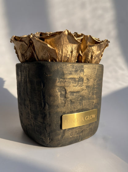 Square Vase Gold/Black| Gold